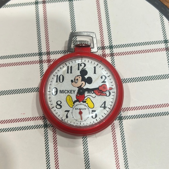 This is an authentic mickey mouse watch. All parts in order. Ticks! Adorable. - Picture 1 of 3
